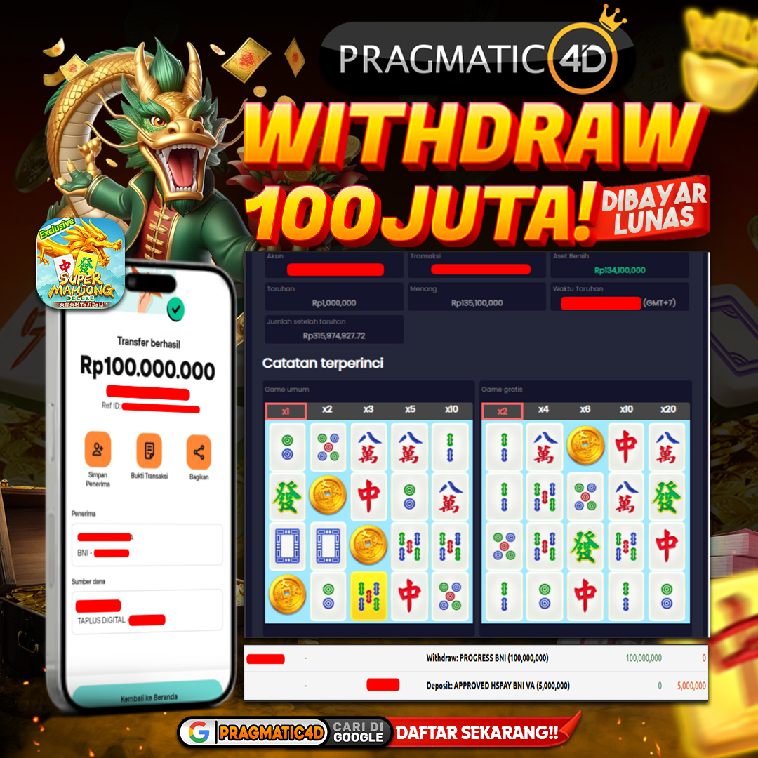 BUKTI KEMENANGAN MEMBER 19 OCTOBER 2025 DI PRAGMATIC4D 100 JUTA