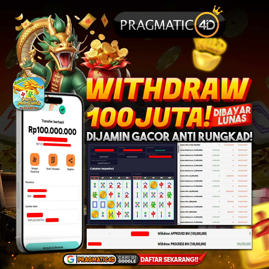 BUKTI KEMENANGAN MEMBER 24 OCTOBER 2025 DI PRAGMATIC4D 100 JUTA