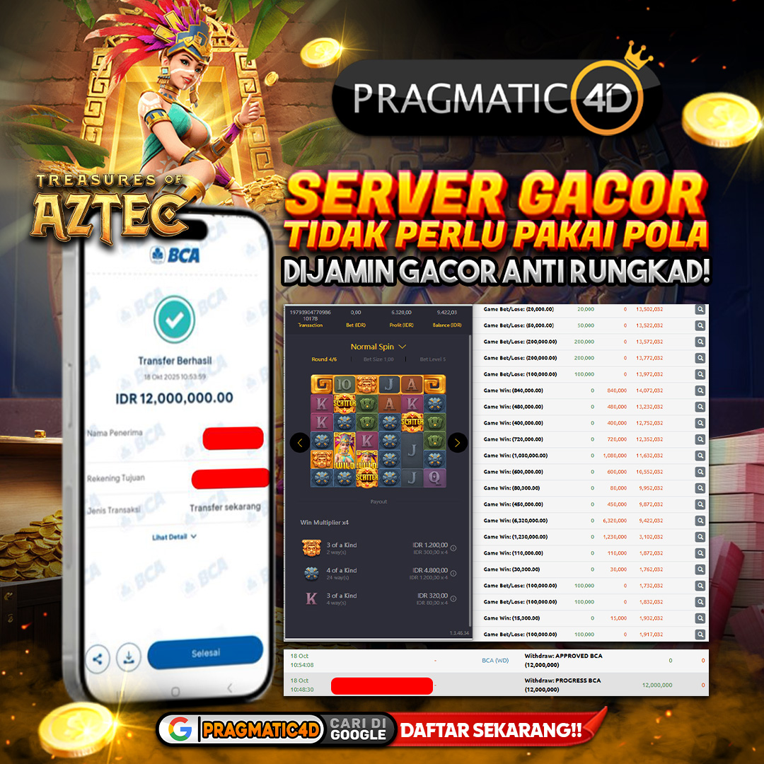 BUKTI KEMENANGAN MEMBER 18 OCTOBER 2025 DI PRAGMATIC4D 12 JUTA