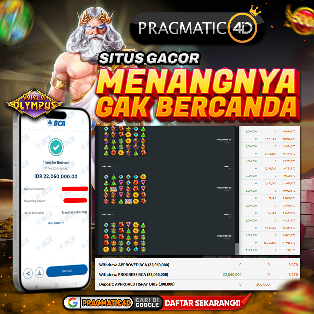 BUKTI KEMENANGAN MEMBER 16 OCTOBER 2025 DI PRAGMATIC4D 22 JUTA