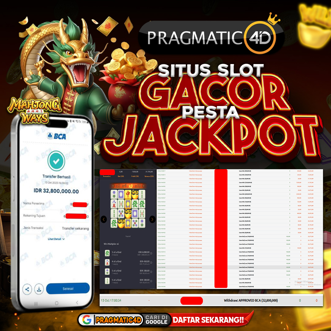 BUKTI KEMENANGAN MEMBER 16 OCTOBER 2025 DI PRAGMATIC4D 32 JUTA