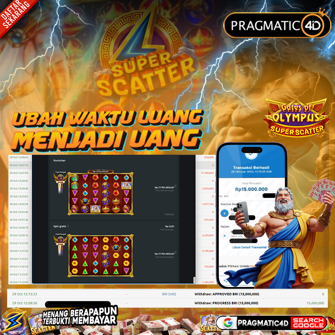 BUKTI KEMENANGAN MEMBER 29 OCTOBER 2025 DI PRAGMATIC4D 15 JUTA