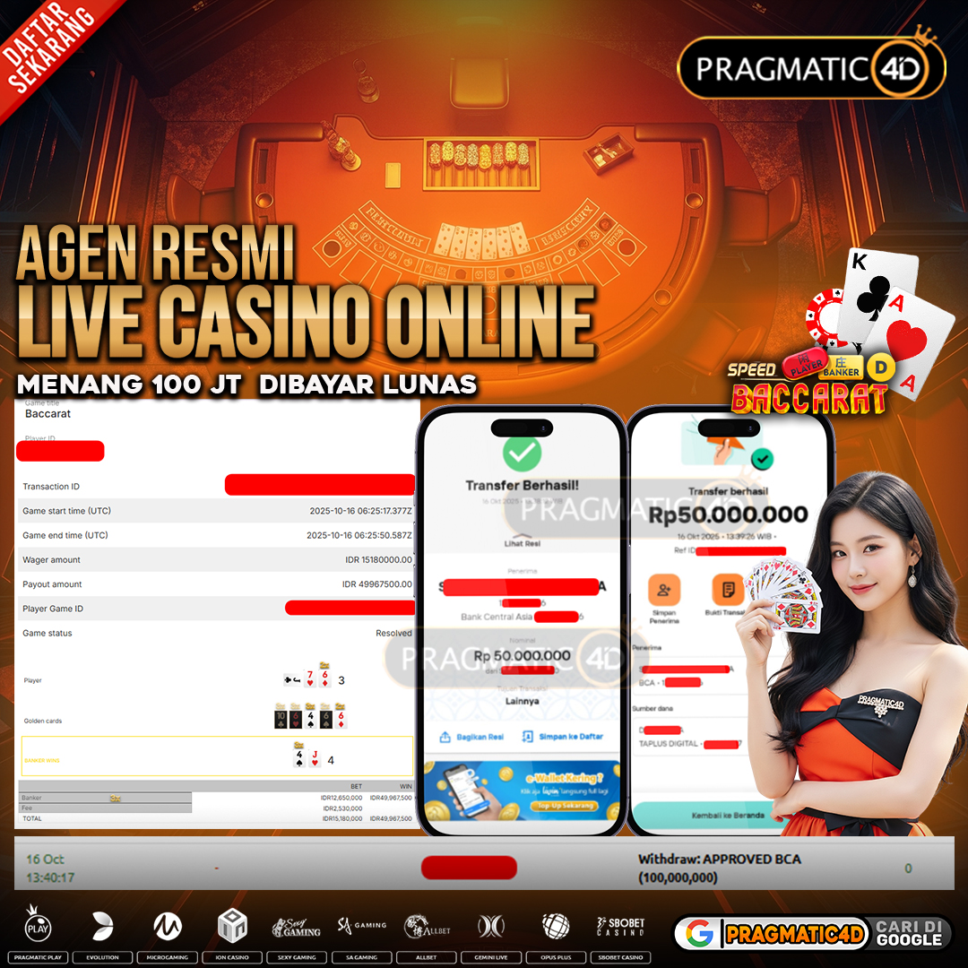 BUKTI KEMENANGAN MEMBER 17 OCTOBER 2025 DI PRAGMATIC4D 100 JUTA