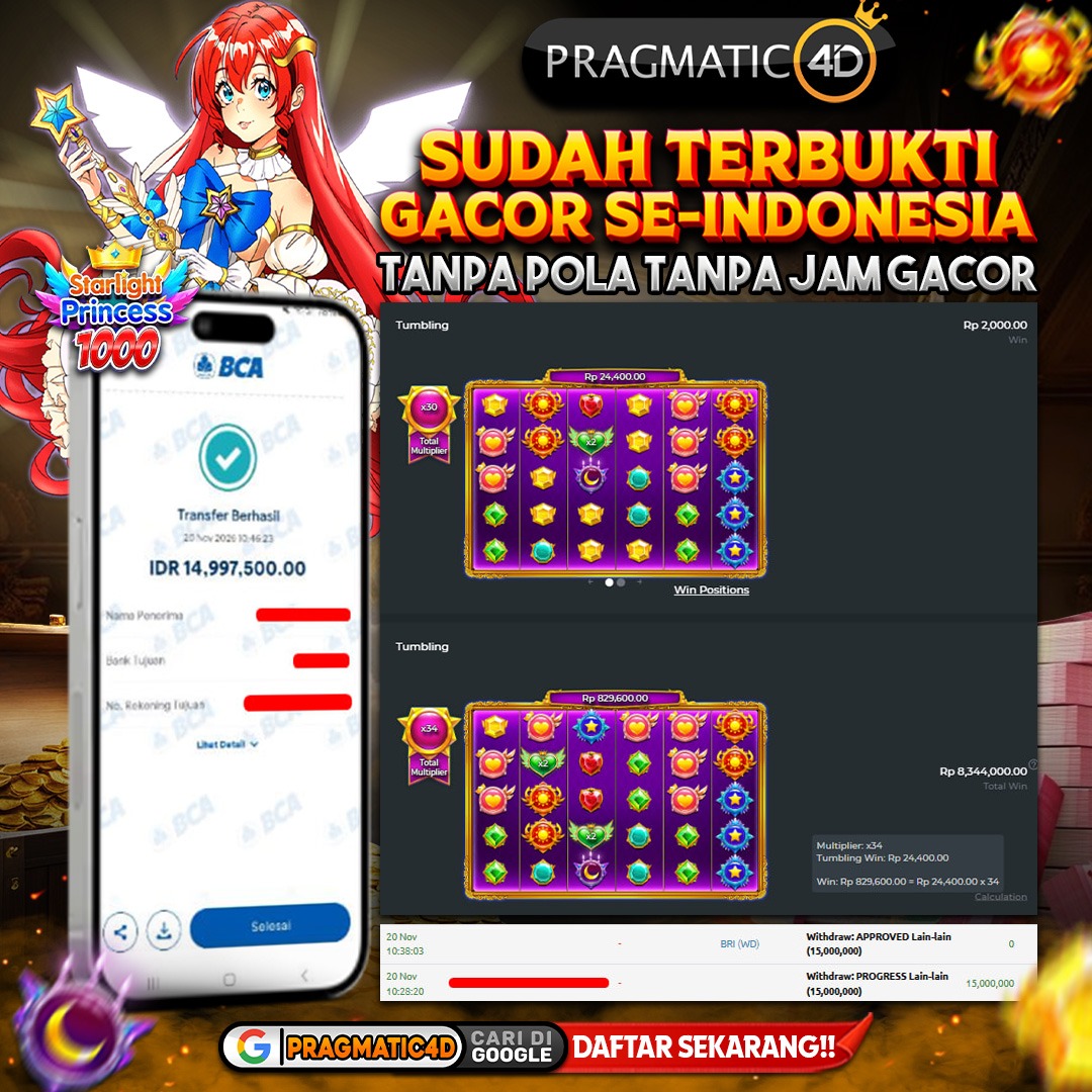 BUKTI KEMENANGAN MEMBER 20 NOVEMBER 2025 DI PRAGMATIC4D 15 JUTA