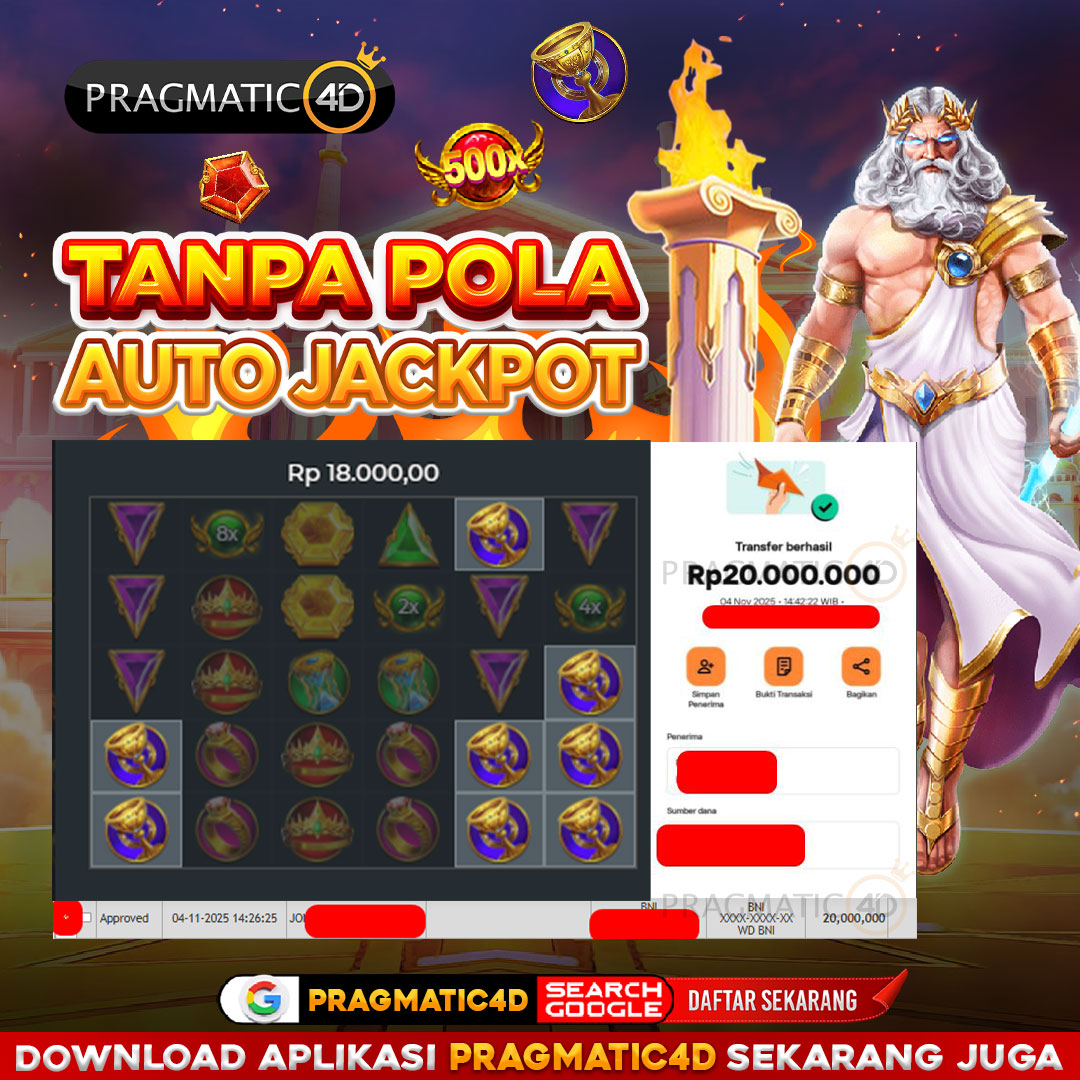 BUKTI KEMENANGAN MEMBER 04 NOVEMBER 2025 DI PRAGMATIC4D 20 JUTA