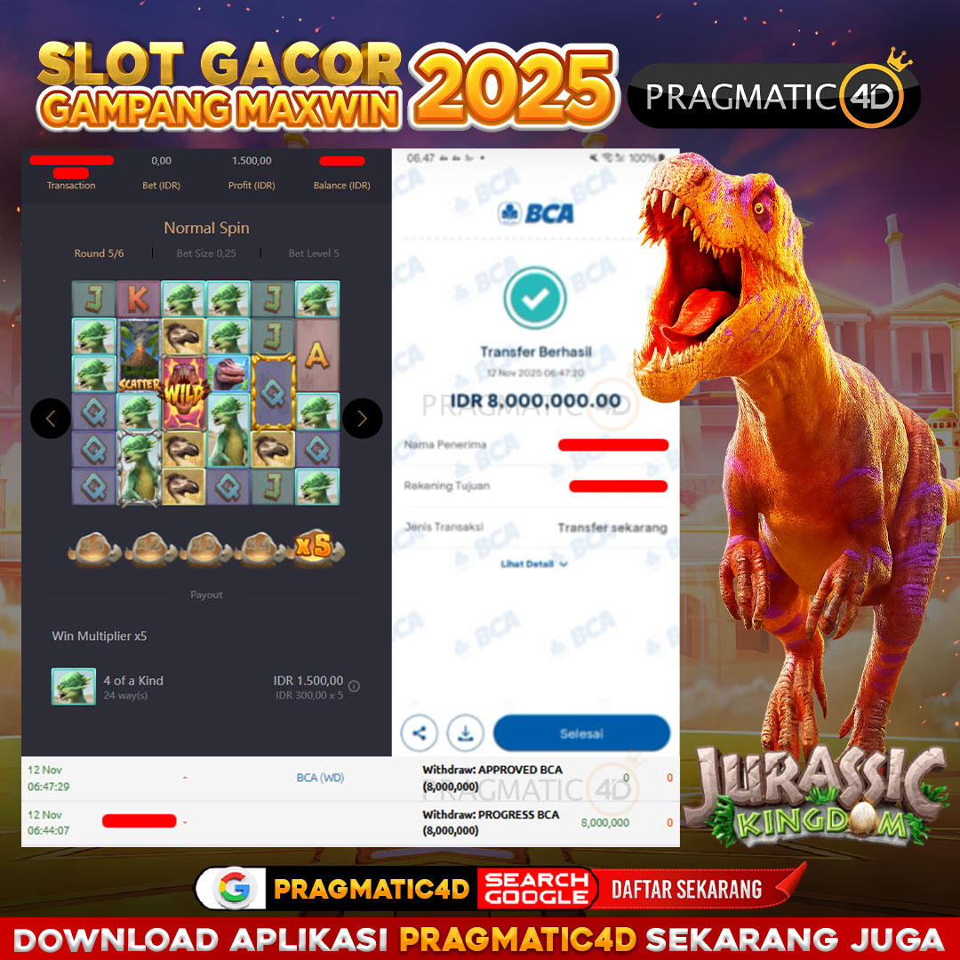 BUKTI KEMENANGAN MEMBER 12 NOVEMBER 2025 DI PRAGMATIC4D 8 JUTA