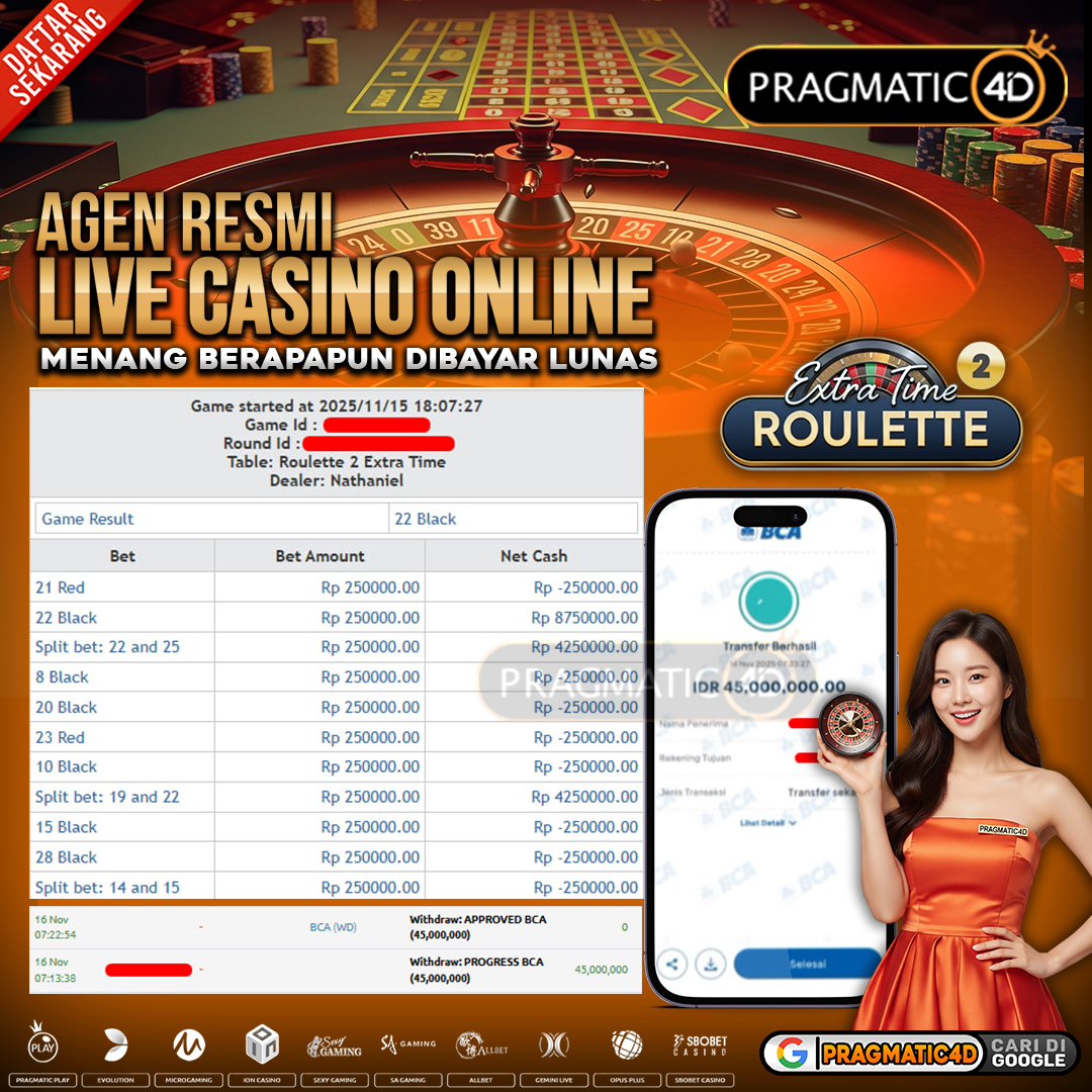 BUKTI KEMENANGAN MEMBER 16 NOVEMBER 2025 DI PRAGMATIC4D 45 JUTA