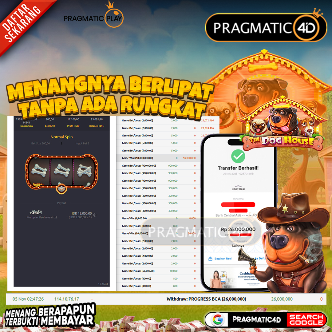 BUKTI KEMENANGAN MEMBER 05 NOVEMBER 2025 DI PRAGMATIC4D 26 JUTA