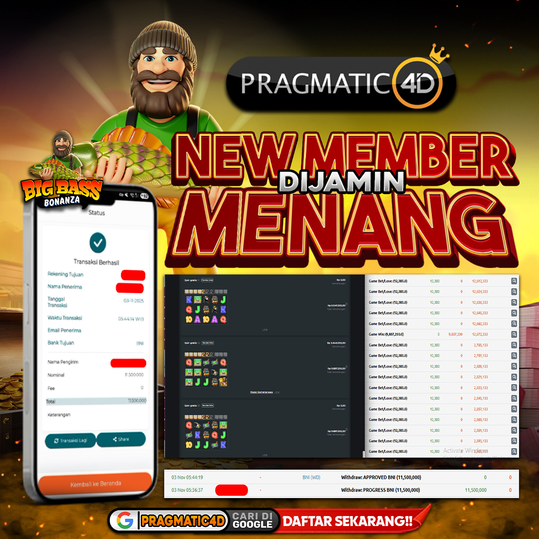 BUKTI KEMENANGAN MEMBER 3 NOVEMBER 2025 DI PRAGMATIC4D 11 JUTA