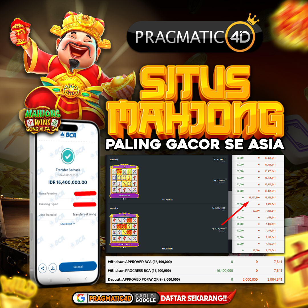 BUKTI KEMENANGAN MEMBER 13 NOVEMBER 2025 DI PRAGMATIC4D 16 JUTA
