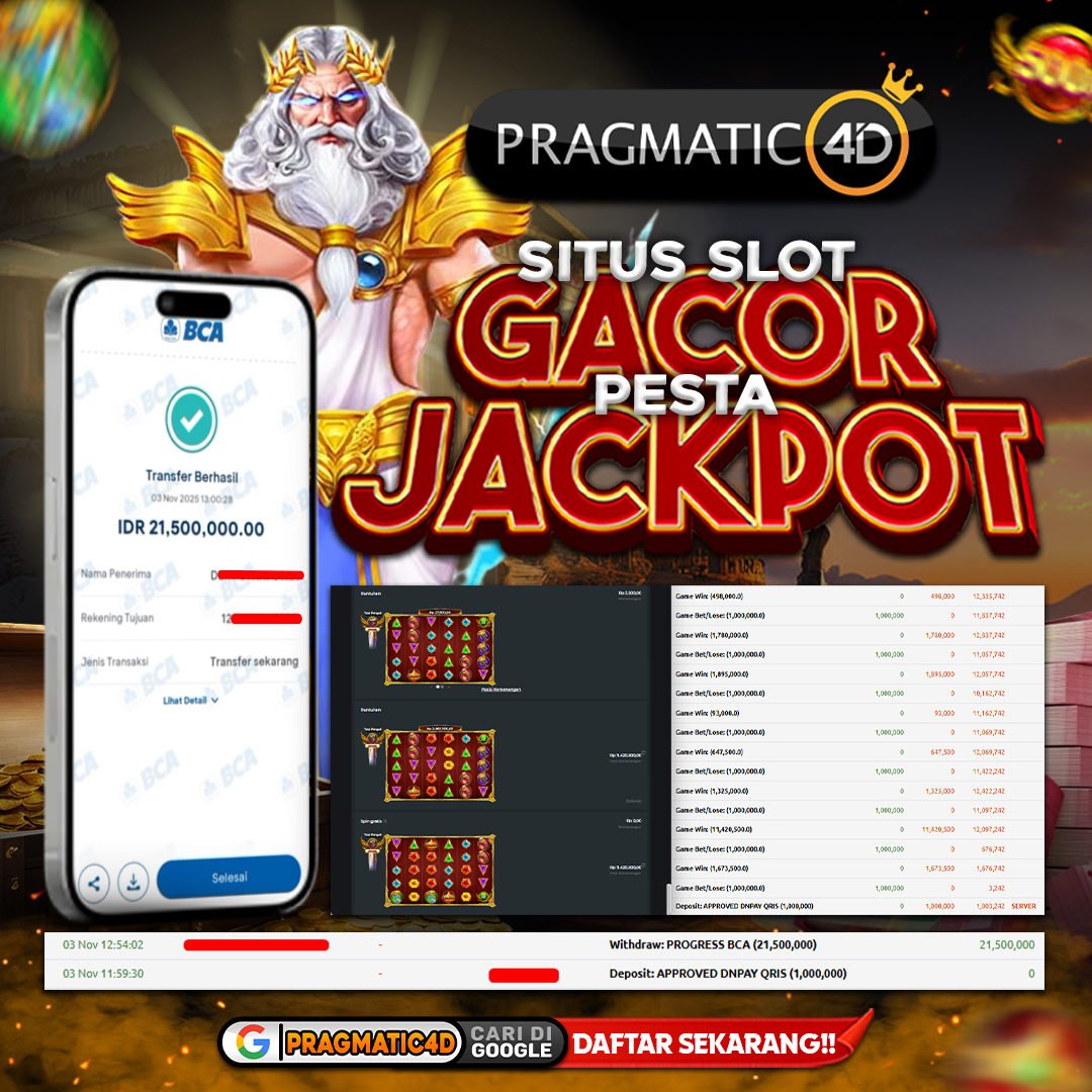 BUKTI KEMENANGAN MEMBER 03 NOVEMBER 2025 DI PRAGMATIC4D 21 JUTA