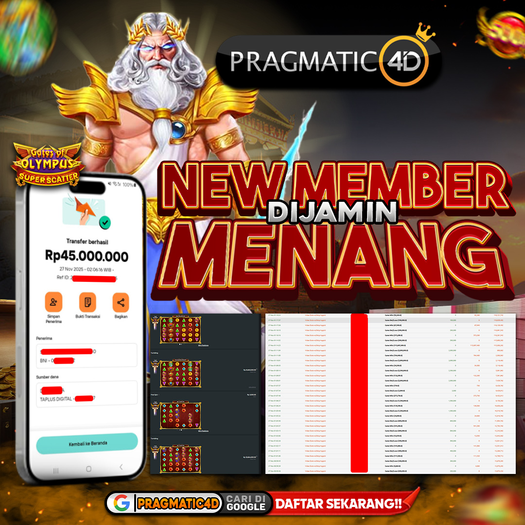 BUKTI KEMENANGAN MEMBER 27 NOVEMBER 2025 DI PRAGMATIC4D 45 JUTA
