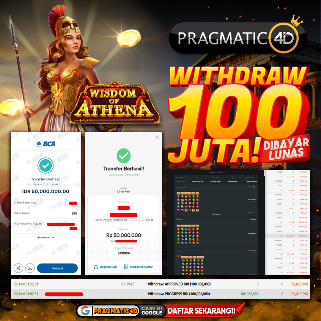 BUKTI KEMENANGAN MEMBER 06 NOVEMBER 2025 DI PRAGMATIC4D 100 JUTA