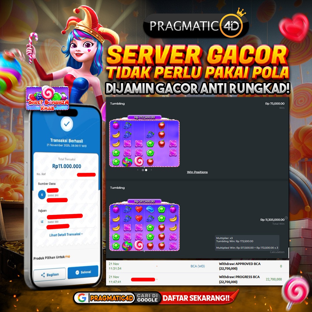 BUKTI KEMENANGAN MEMBER 21 NOVEMBER 2025 DI PRAGMATIC4D 11 JUTA