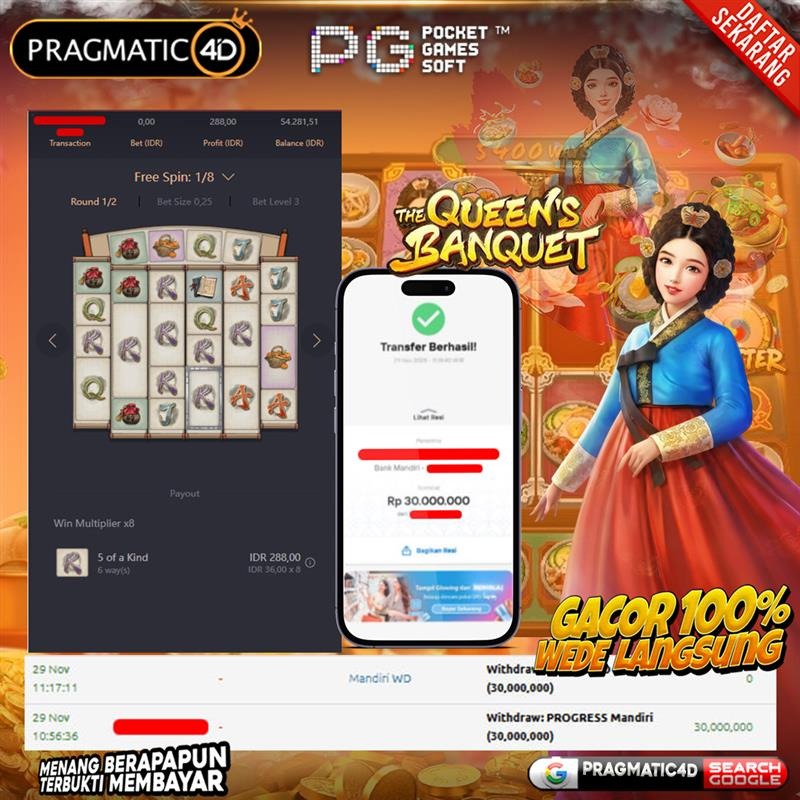 BUKTI KEMENANGAN MEMBER 29 NOVEMBER 2025 DI PRAGMATIC4D 30 JUTA