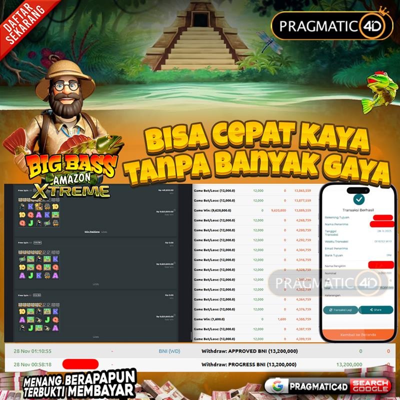 BUKTI KEMENANGAN MEMBER 29 NOVEMBER 2025 DI PRAGMATIC4D 13 JUTA