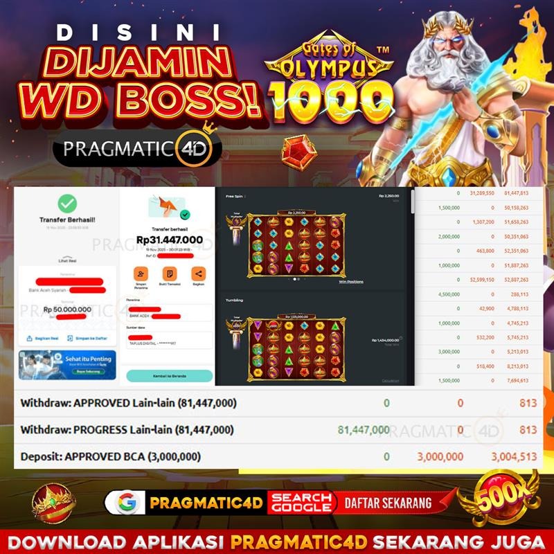 BUKTI KEMENANGAN MEMBER 19 NOVEMBER 2025 DI PRAGMATIC4D 81 JUTA