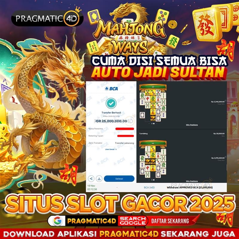 BUKTI KEMENANGAN MEMBER 19 NOVEMBER 2025 DI PRAGMATIC4D 25 JUTA