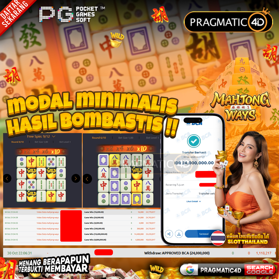 BUKTI KEMENANGAN MEMBER 31 OCTOBER 2025 DI PRAGMATIC4D 24 JUTA