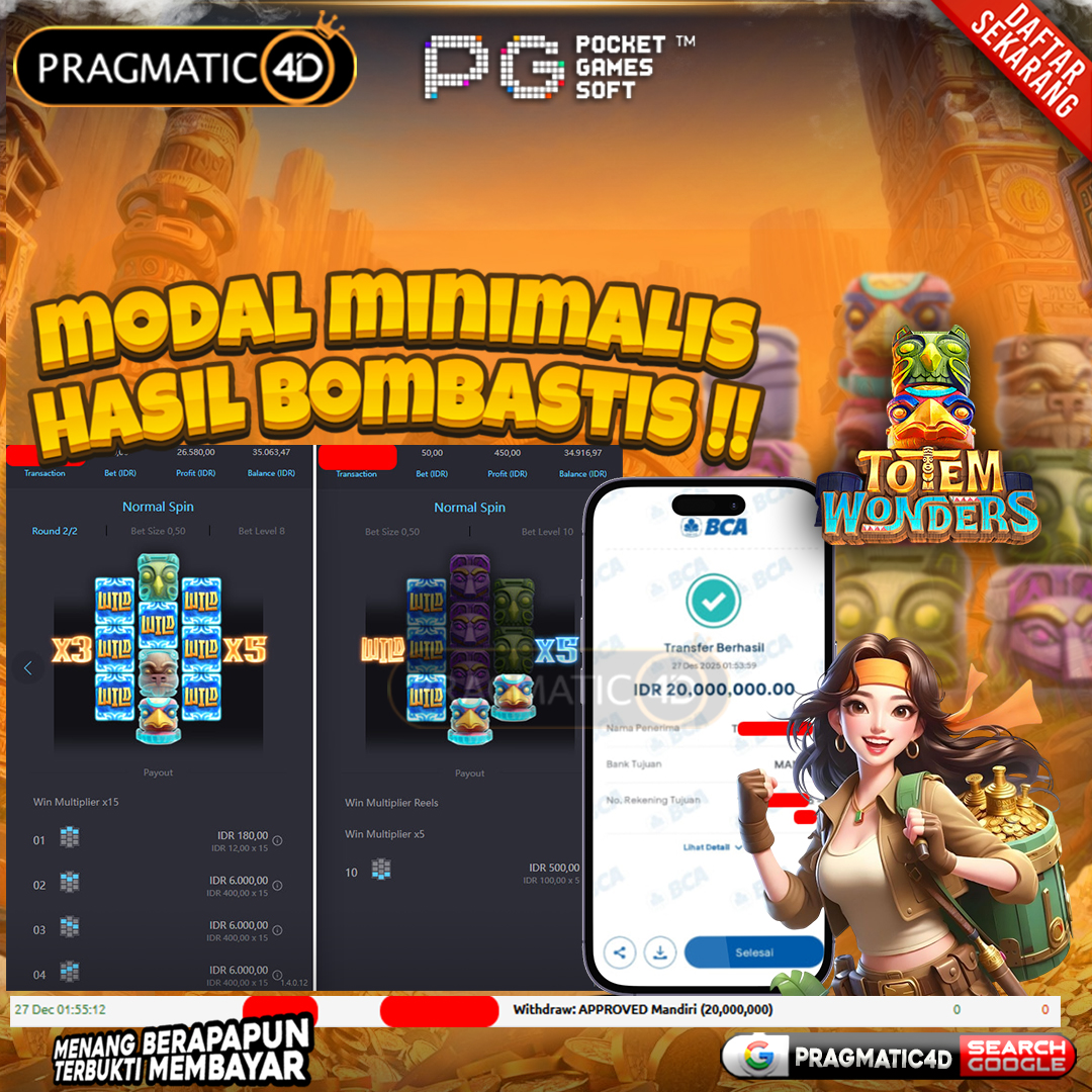 BUKTI KEMENANGAN MEMBER 27 DESEMBER 2025 DI PRAGMATIC4D 20 JUTA