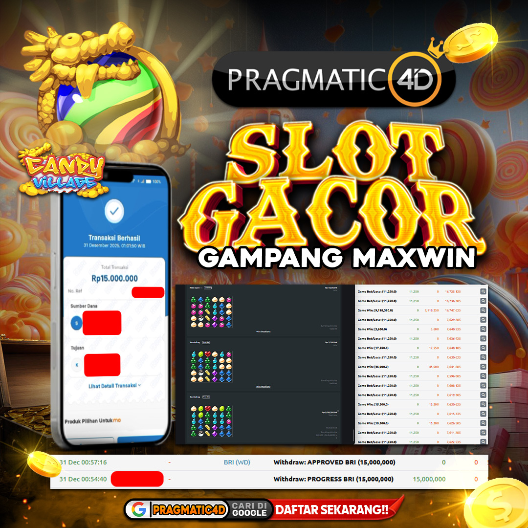 BUKTI KEMENANGAN MEMBER 31 DESEMBER 2025 DI PRAGMATIC4D 15 JUTA