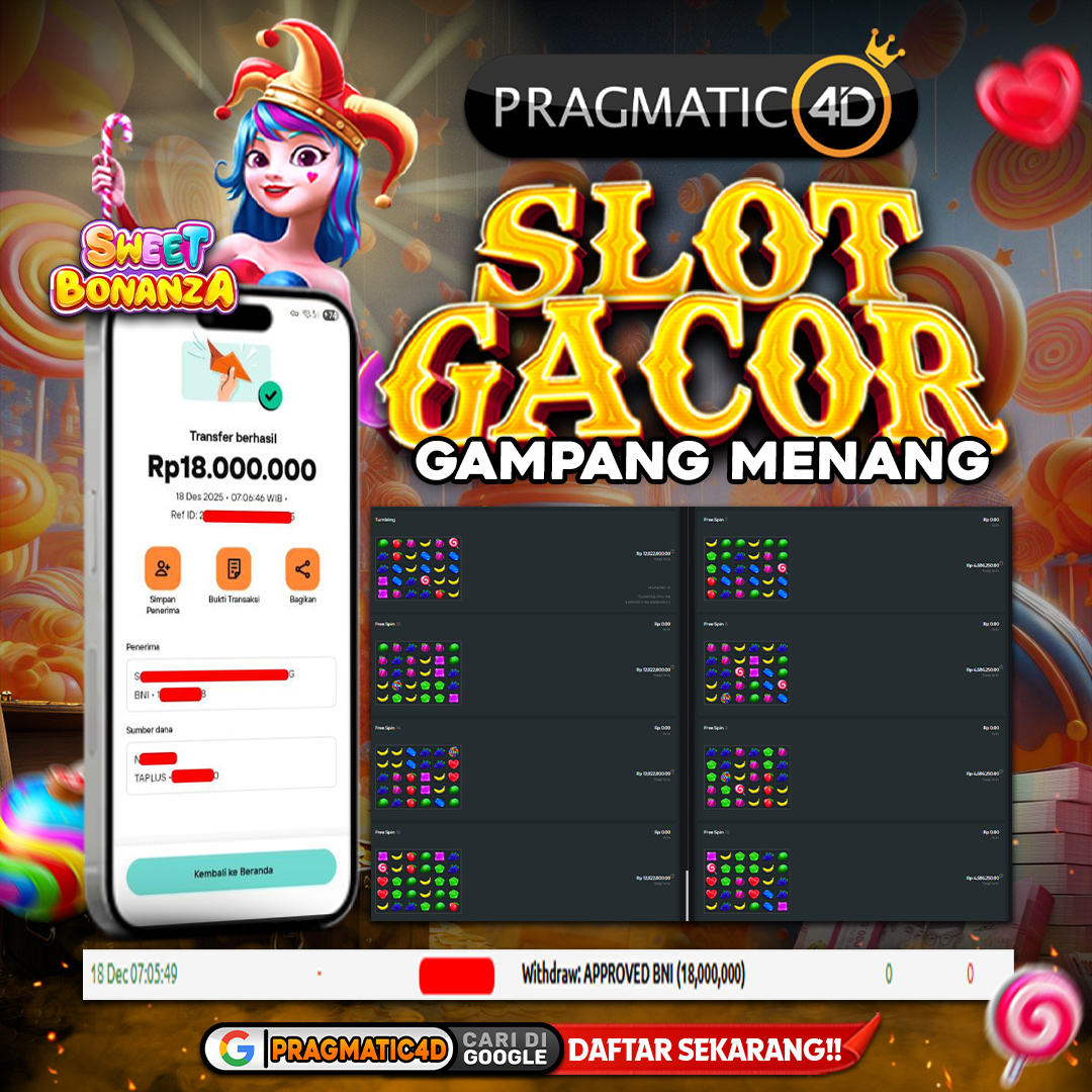BUKTI KEMENANGAN MEMBER 18 DESEMBER 2025 DI PRAGMATIC4D 18 JUTA