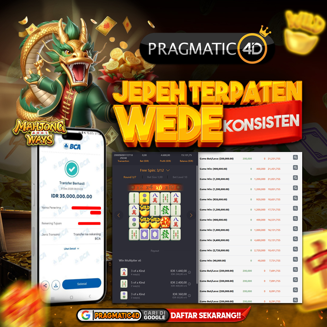 BUKTI KEMENANGAN MEMBER 31 DESEMBER 2025 DI PRAGMATIC4D 35 JUTA