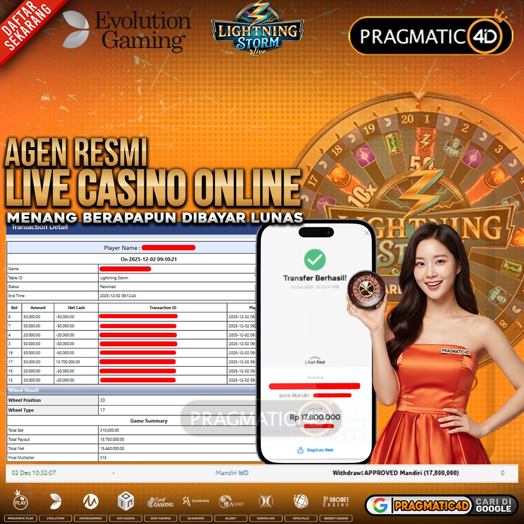 BUKTI KEMENANGAN MEMBER 02 DESEMBER 2025 DI PRAGMATIC4D 17 JUTA