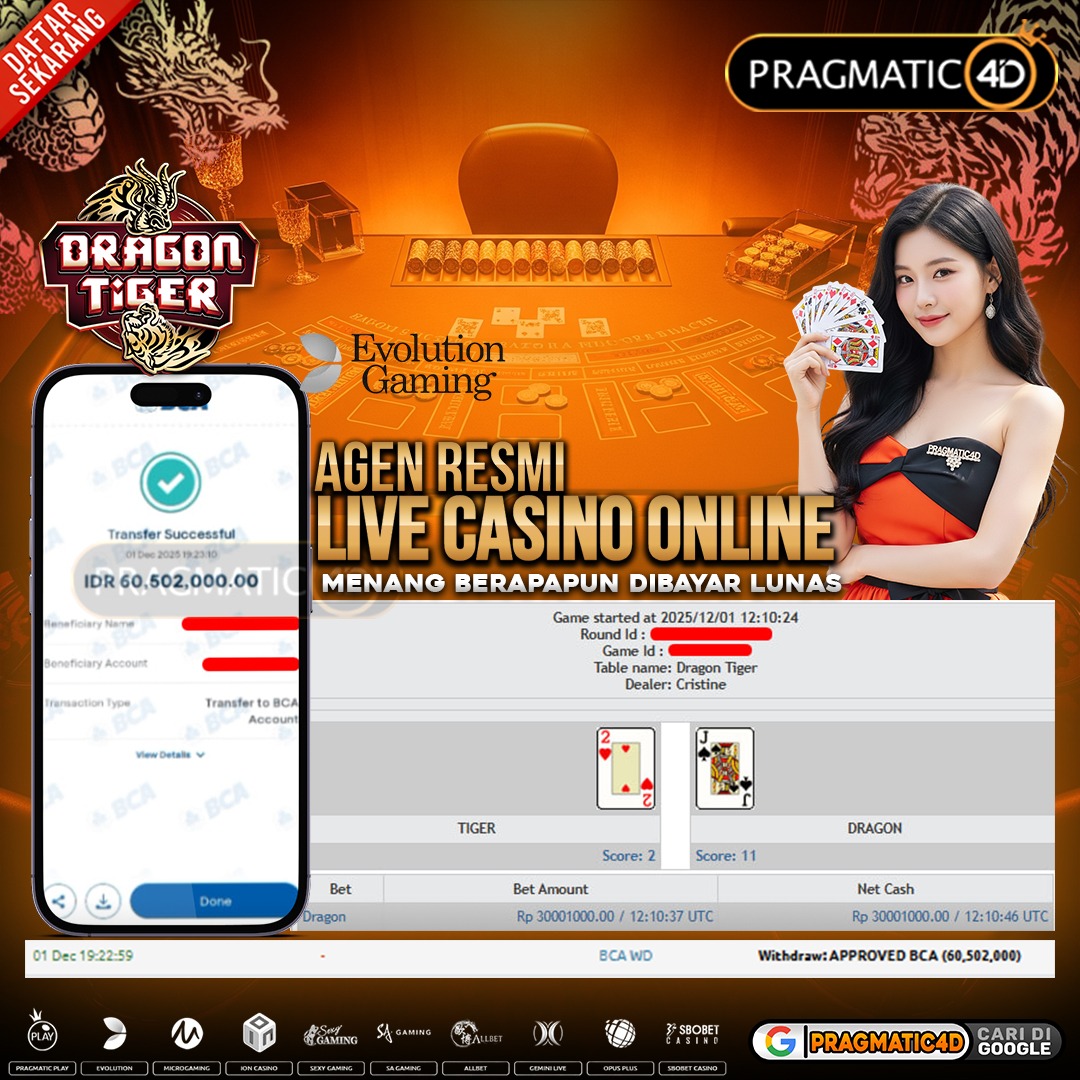BUKTI KEMENANGAN MEMBER 02 DESEMBER 2025 DI PRAGMATIC4D 60 JUTA