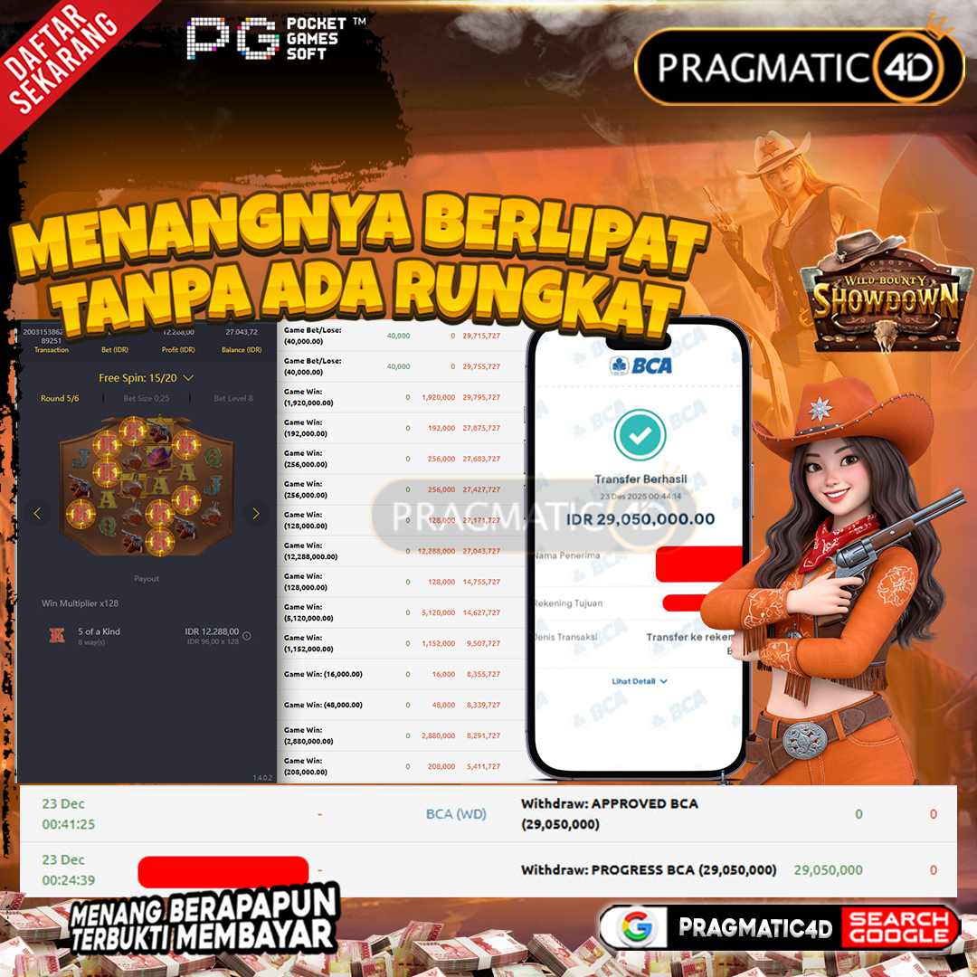 BUKTI KEMENANGAN MEMBER 23 DESEMBER 2025 DI PRAGMATIC4D 16 JUTA