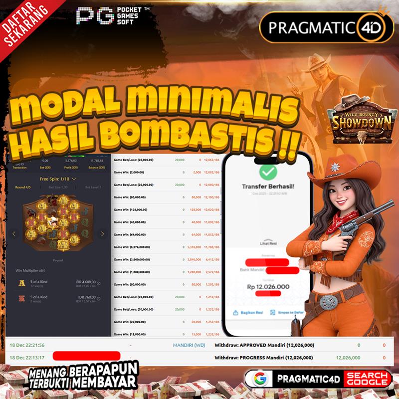 BUKTI KEMENANGAN MEMBER 28 DESEMBER 2025 DI PRAGMATIC4D 12 JUTA
