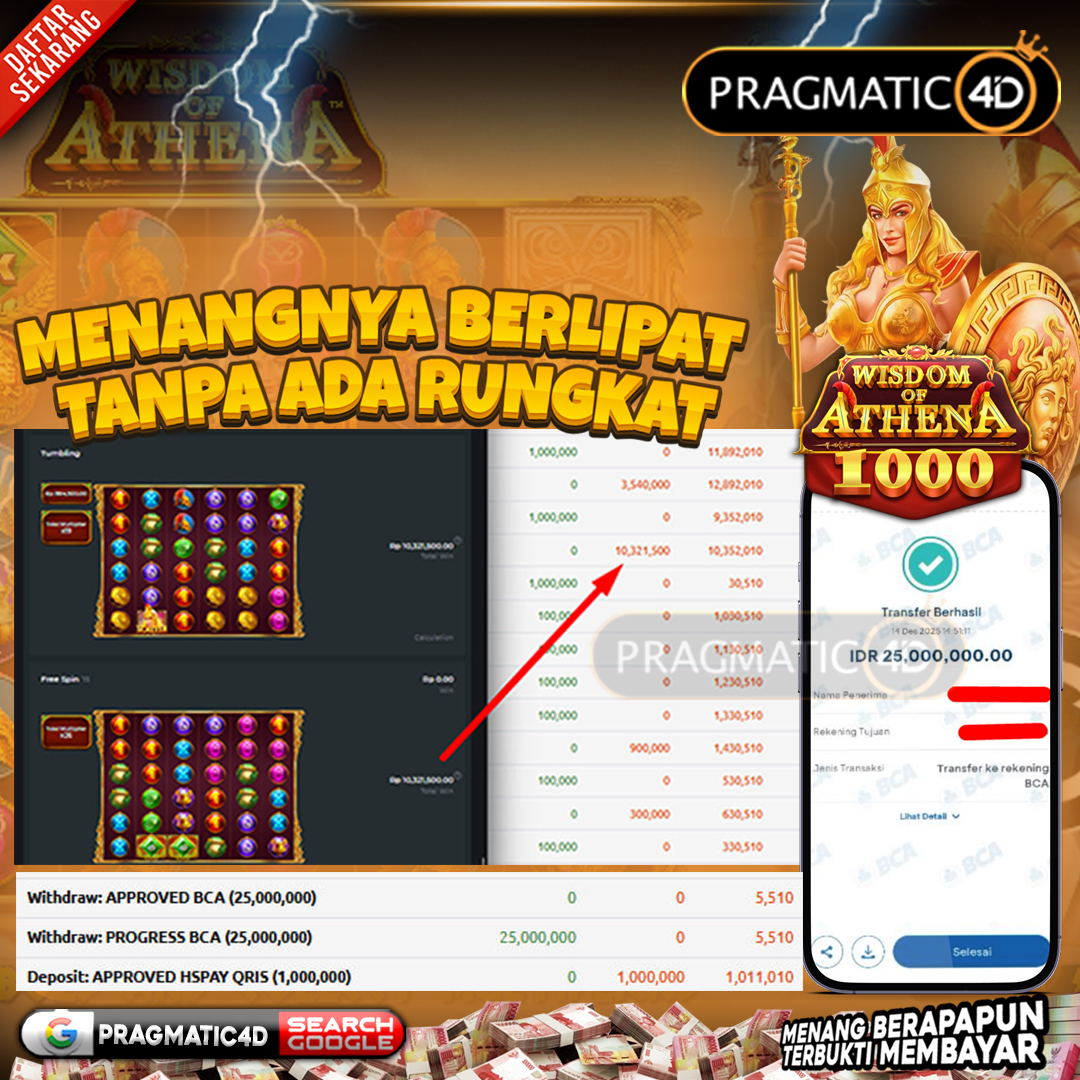 BUKTI KEMENANGAN MEMBER 15 DESEMBER 2025 DI PRAGMATIC4D 25 JUTA
