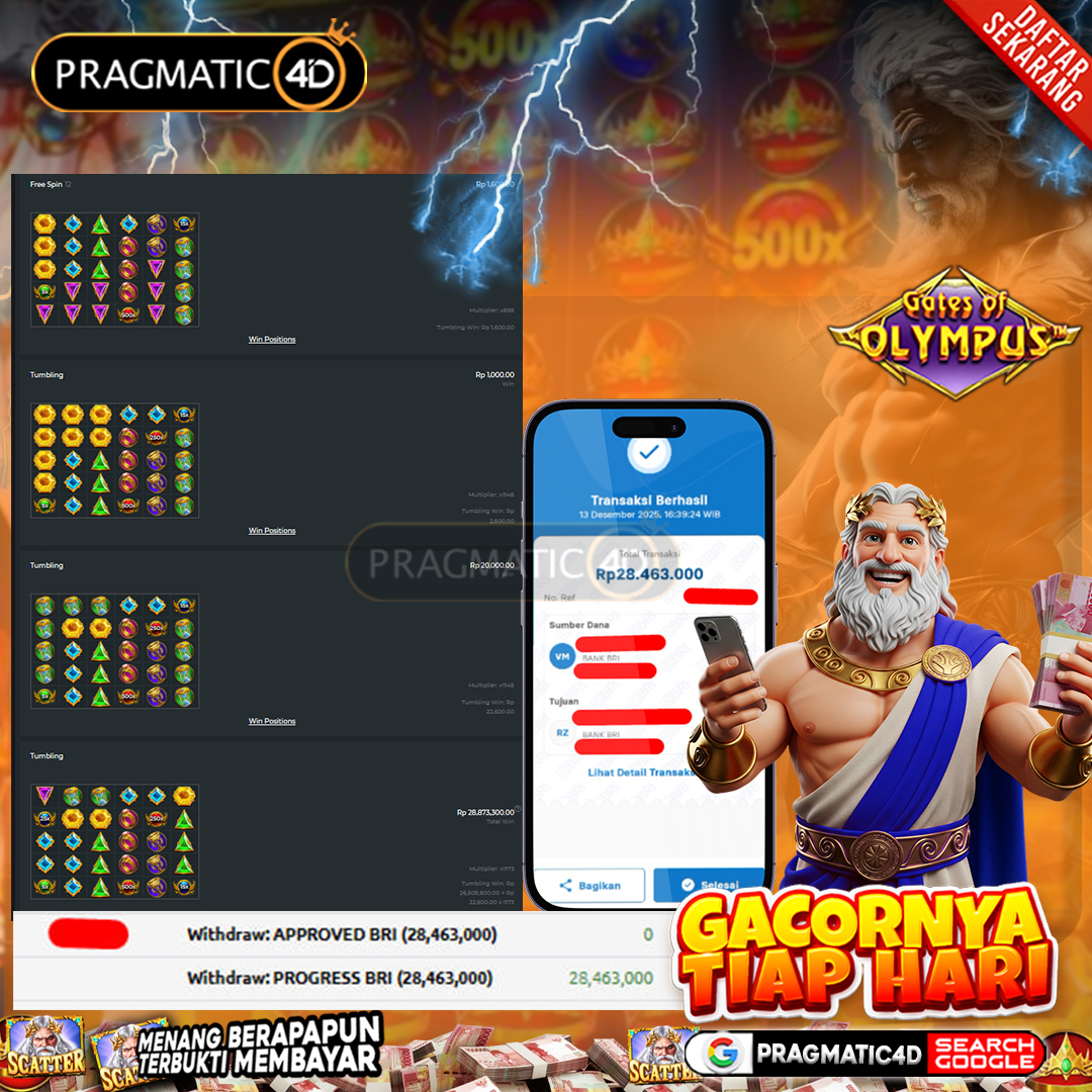 BUKTI KEMENANGAN MEMBER 14 DESEMBER 2025 DI PRAGMATIC4D 28 JUTA