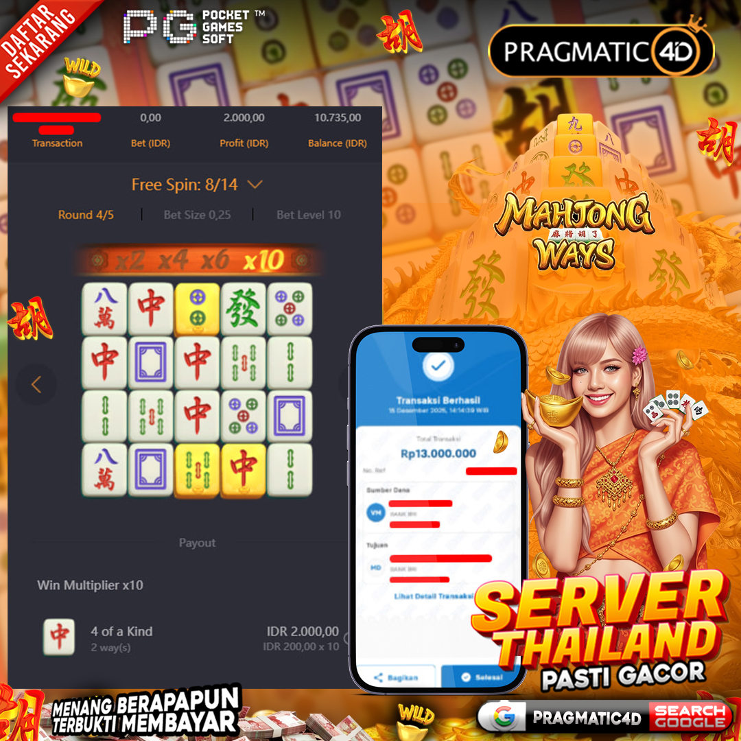 BUKTI KEMENANGAN MEMBER 16 DESEMBER 2025 DI PRAGMATIC4D 13 JUTA
