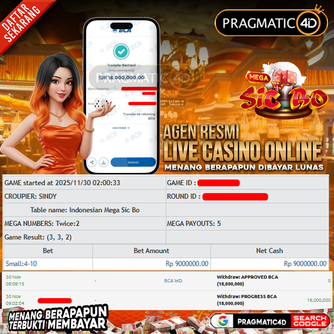 BUKTI KEMENANGAN MEMBER 30 NOVEMBER 2025 DI PRAGMATIC4D 18 JUTA