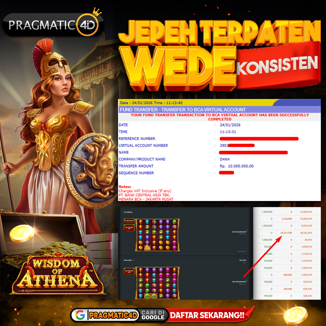BUKTI KEMENANGAN MEMBER 24 JANUARI 2026 DI PRAGMATIC4D 10 JUTA