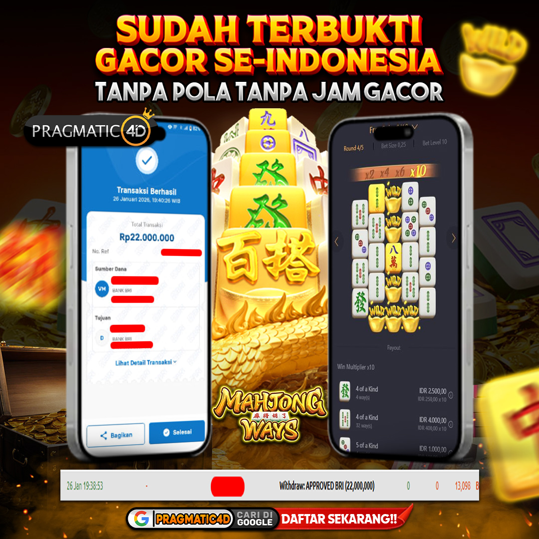 BUKTI KEMENANGAN MEMBER 27 JANUARI 2026 DI PRAGMATIC4D 22 JUTA