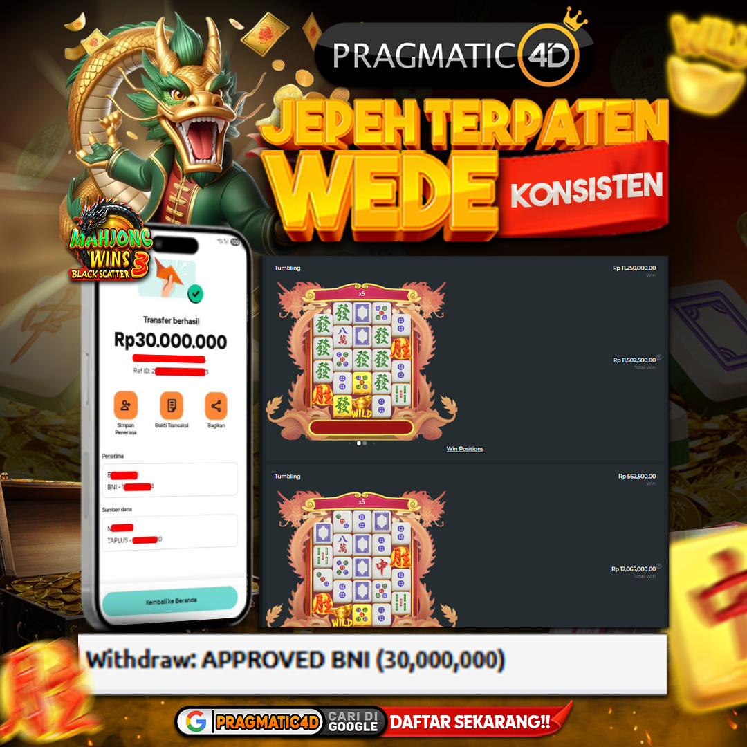 BUKTI KEMENANGAN MEMBER 26 JANUARI 2026 DI PRAGMATIC4D 30 JUTA
