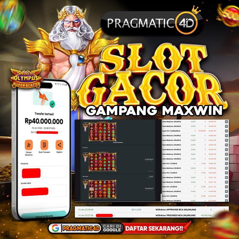 BUKTI KEMENANGAN MEMBER 15 JANUARI 2026 DI PRAGMATIC4D 40 JUTA