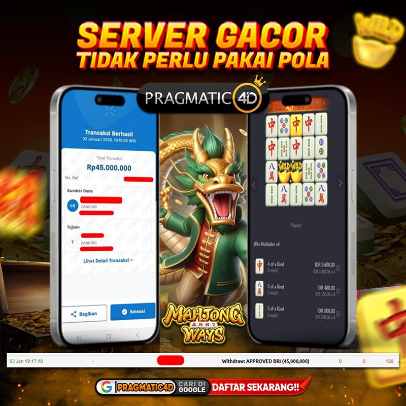 BUKTI KEMENANGAN MEMBER 03 JANUARI 2026 DI PRAGMATIC4D 45 JUTA