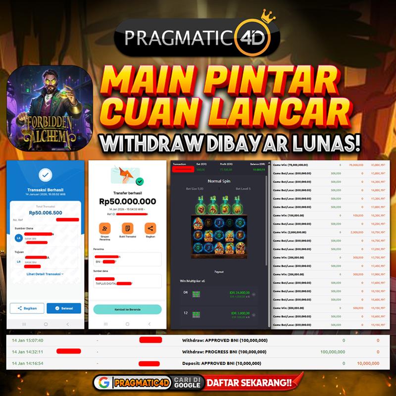 BUKTI KEMENANGAN MEMBER 15 JANUARI 2026 DI PRAGMATIC4D 100 JUTA