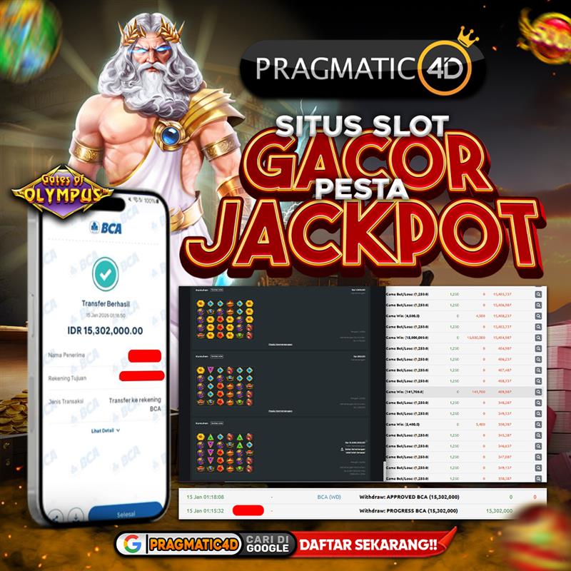 BUKTI KEMENANGAN MEMBER 15 JANUARI 2026 DI PRAGMATIC4D 15 JUTA