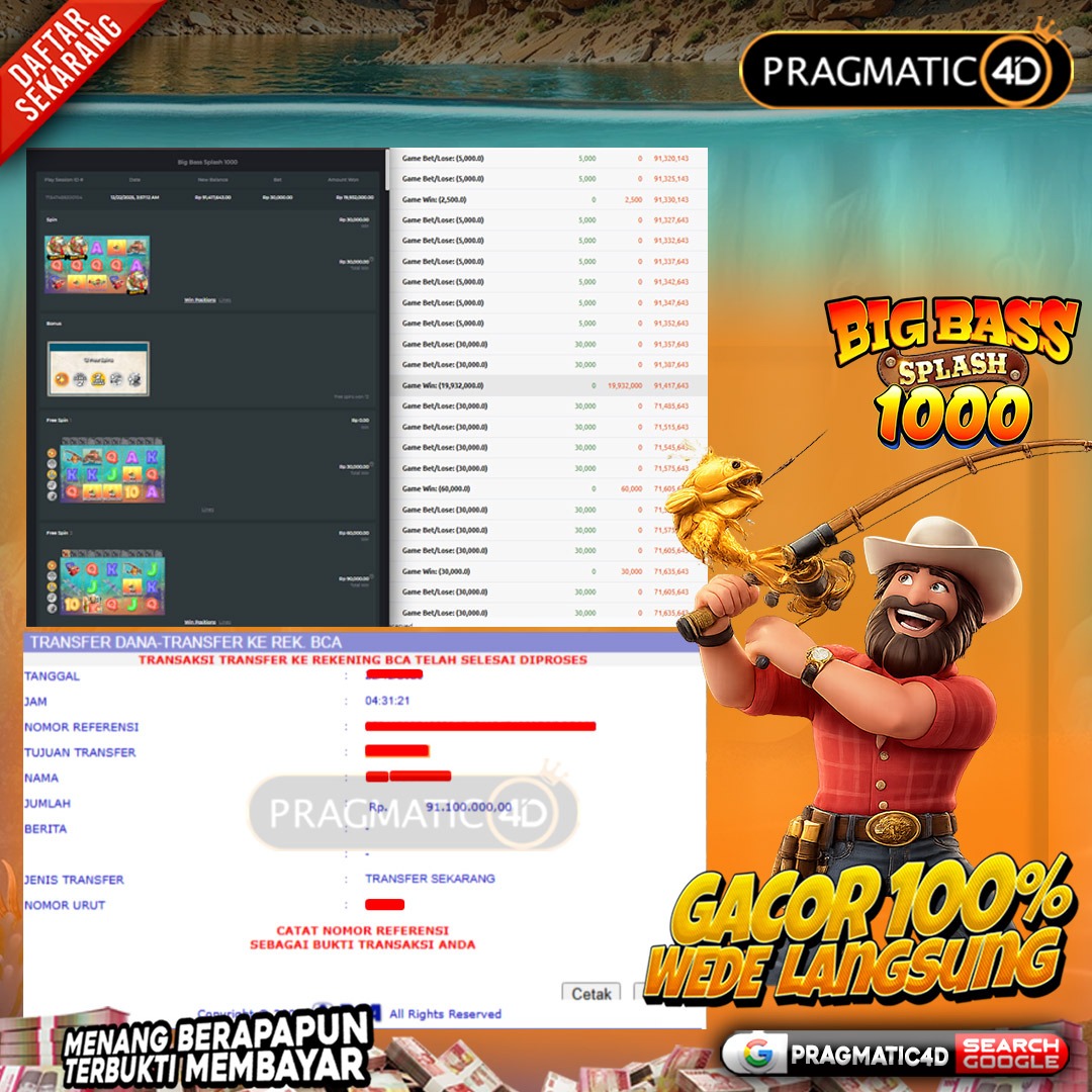 BUKTI KEMENANGAN MEMBER 31 JANUARI 2026 DI PRAGMATIC4D 91 JUTA