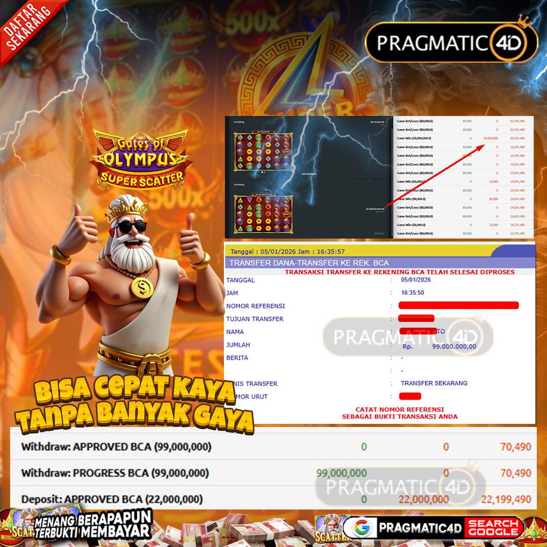 BUKTI KEMENANGAN MEMBER 06 JANUARI 2026 DI PRAGMATIC4D 99 JUTA