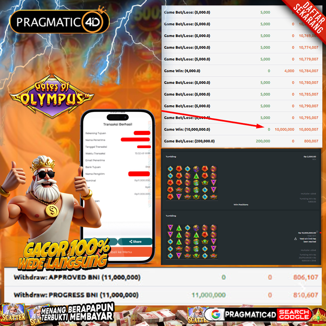 BUKTI KEMENANGAN MEMBER 20 JANUARI 2026 DI PRAGMATIC4D 11 JUTA