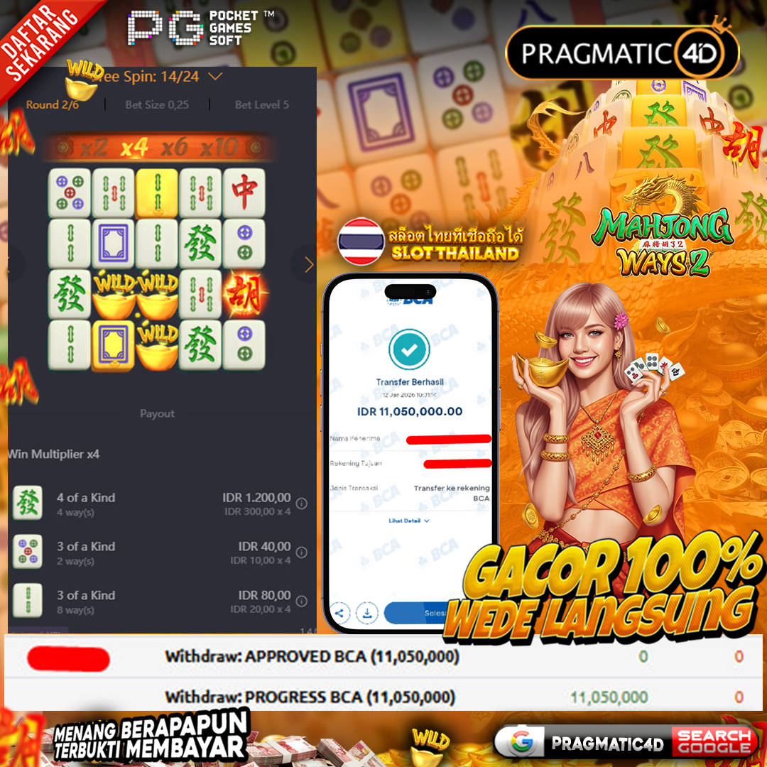 BUKTI KEMENANGAN MEMBER 13 JANUARI 2026 DI PRAGMATIC4D 11 JUTA