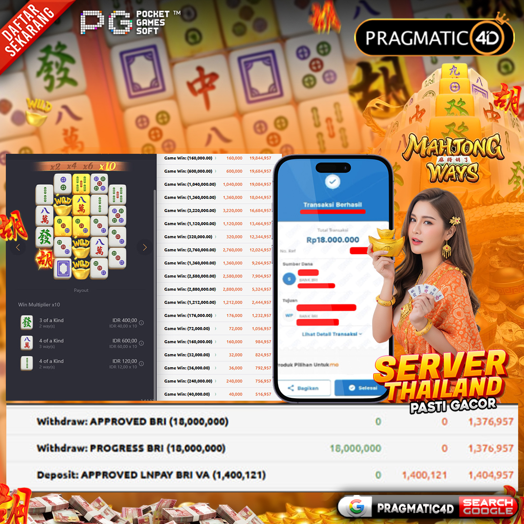 BUKTI KEMENANGAN MEMBER 20 JANUARI 2026 DI PRAGMATIC4D 18 JUTA