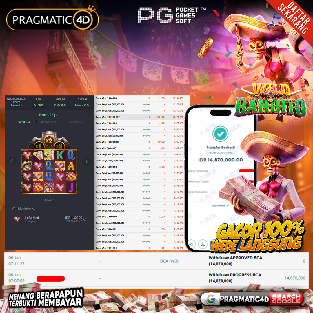 BUKTI KEMENANGAN MEMBER 07 JANUARI 2026 DI PRAGMATIC4D 14 JUTA