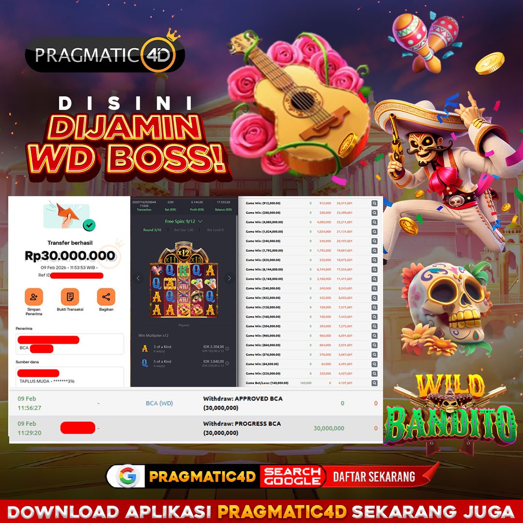 BUKTI KEMENANGAN MEMBER 10 FEBRUARY 2026 DI PRAGMATIC4D 30 JUTA