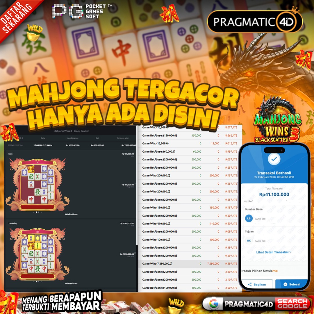 BUKTI KEMENANGAN MEMBER 27 FEBRUARY 2026 DI PRAGMATIC4D 41 JUTA